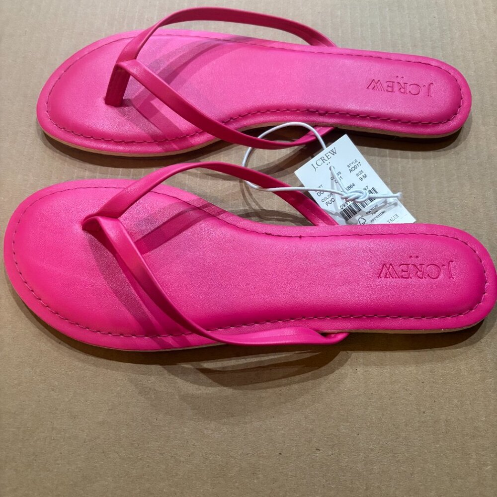 J. Crew SZ: 9M Fuscia Pink Easy Summer Flip Flops - Picture 11 of 13